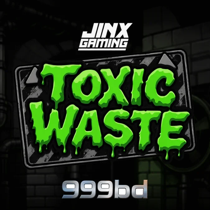 Toxic Waste স্লট গেমের ৮x৮ গ্রিড এবং শিল্পকারখানার থিমযুক্ত ইন্টারফেস